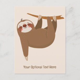 Custom Text & Colour Cute Sloth Postcard