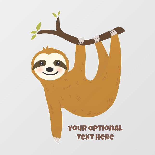 Custom Text & Colour Cute Sloth Window Cling (Sheet)