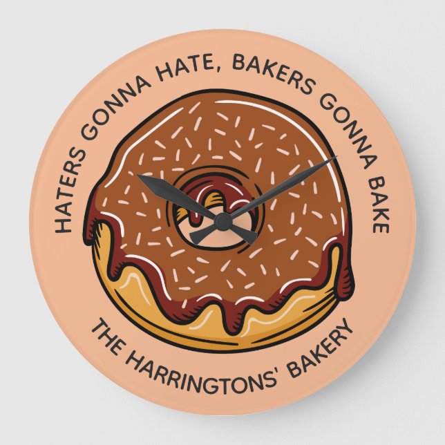 Custom text & colour Doughnut wall clock (Front)