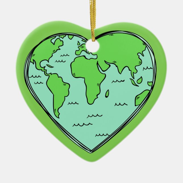 Custom text & colour Earth Love ornament (Front)