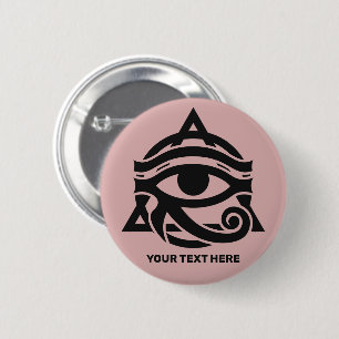 Custom Text & Colour Eye of Horus 6 Cm Round Badge