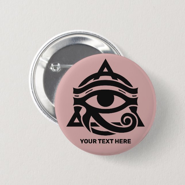 Custom Text & Colour Eye of Horus 6 Cm Round Badge (Front & Back)