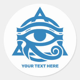 Custom Text & Colour Eye of Horus Classic Round Sticker