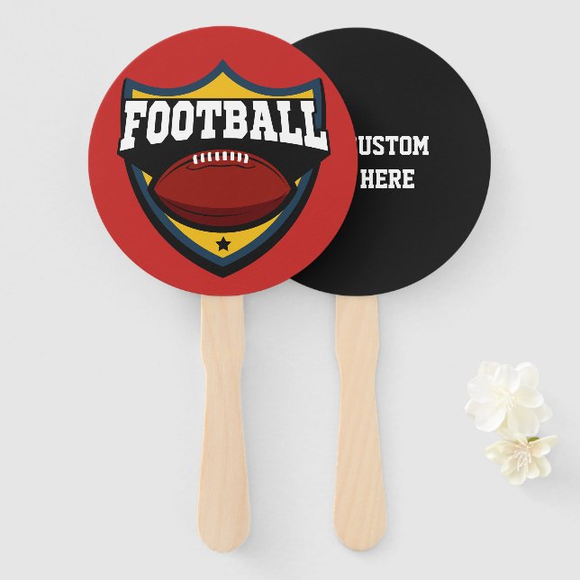 Custom text & colour Football Logo hand fans (Front and Back)