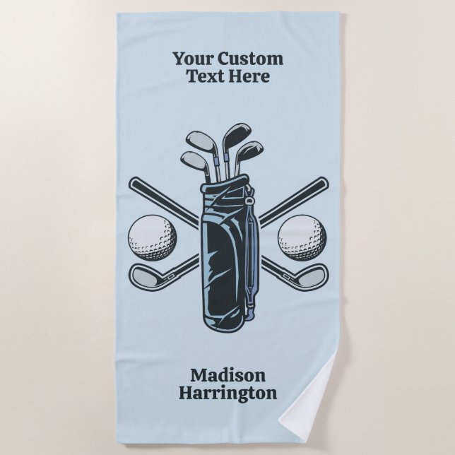 Custom Text & Colour Golf Beach Towel (Front)