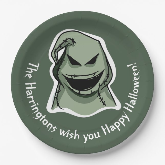 Custom text & colour Halloween Creatures 1/4 Paper Plate (Front)