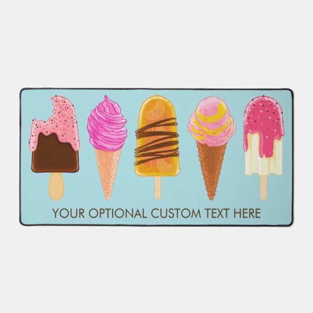 Custom Text & Colour Ice Cream Desk Mat (Front)