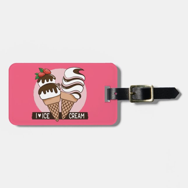 Custom text & colour Ice Cream Lover Luggage Tag (Front Horizontal)