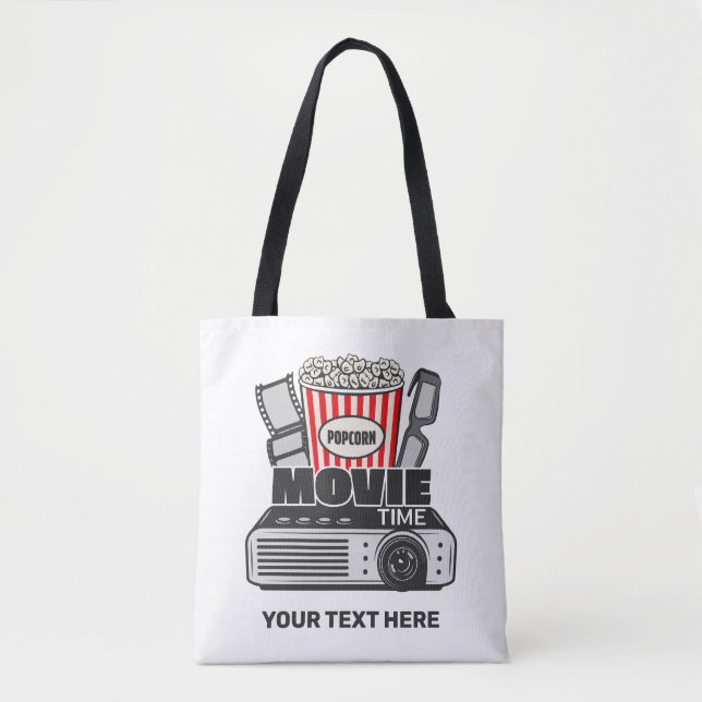 Custom Text & Colour Movie Time Tote Bag (Front)