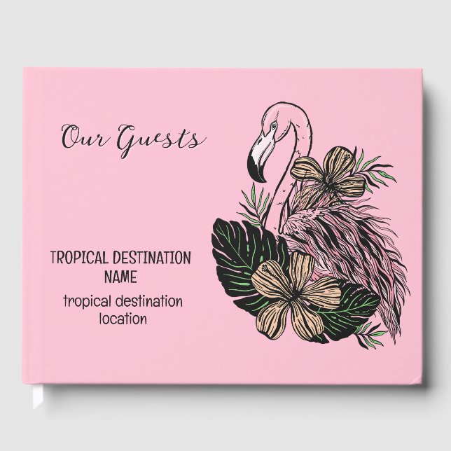 Custom Text & Colour Pink Flamingo Guest Book (Front)
