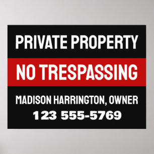 Custom Text & Colour Private Property Poster