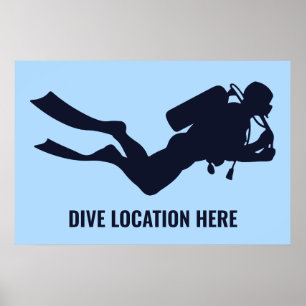 Custom Text & Colour Scuba Diving Poster