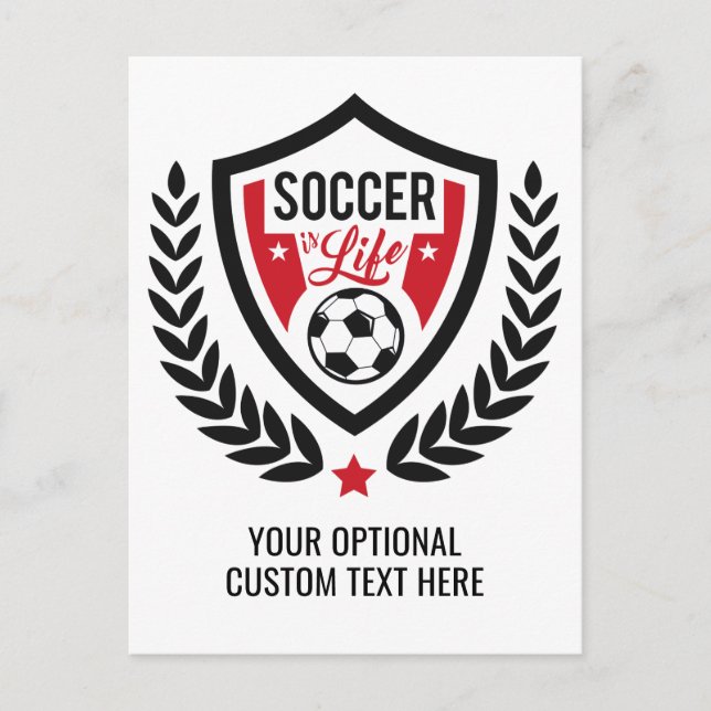 Custom text & colour Soccer Logo postcard (Front)