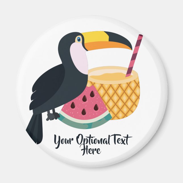 Custom text & colour Toucan Illustration Magnet (Front)