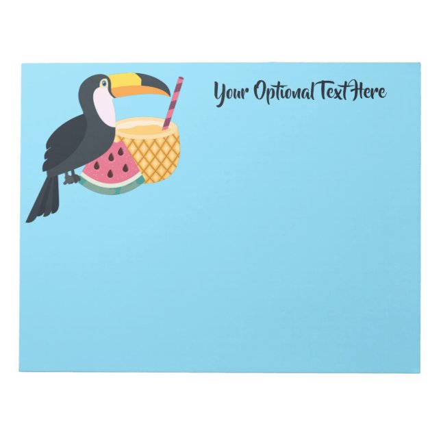 Custom text & colour Toucan Illustration Notepad (Front)