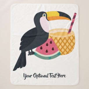 Custom text & colour Toucan Illustration Sherpa Blanket