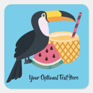 Custom text & colour Toucan Illustration Square Sticker