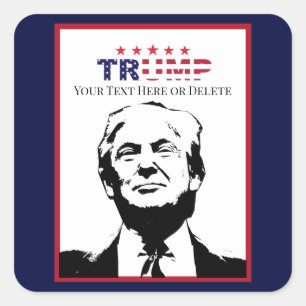 Custom Text/Colour Trump '24 Photo Red White & Blu Square Sticker