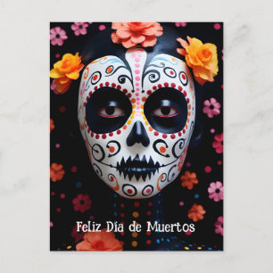 Custom text 💀 colourful La Catrina Postcard