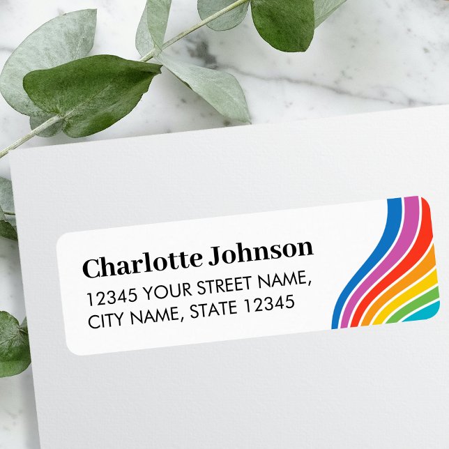 Custom Text Colourful Rainbow Wave Return Address (Creator Uploaded)