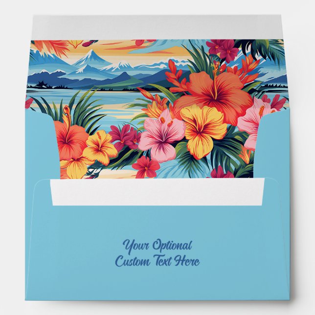 Custom Text Colourful Tropical Flowers & Landscape Envelope (Back (Bottom))