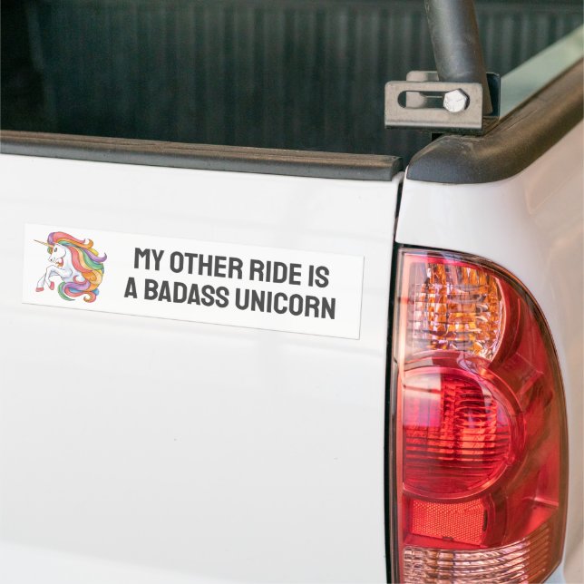 Custom Text Colourful Unicorn Bumper Sticker (On Truck)