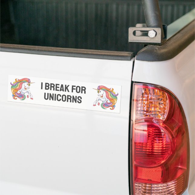 Custom Text Colourful Unicorn Bumper Sticker (On Truck)