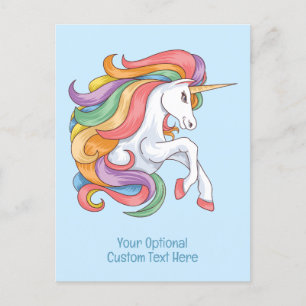 Custom Text Colourful Unicorn Postcard