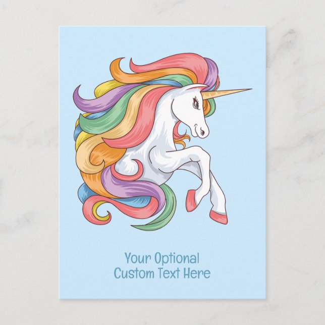 Custom Text Colourful Unicorn Postcard (Front)