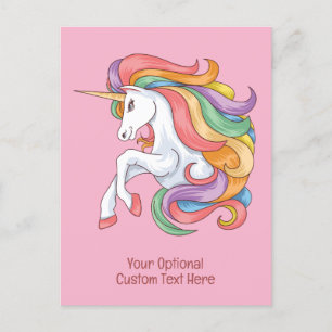Custom Text Colourful Unicorn Postcard