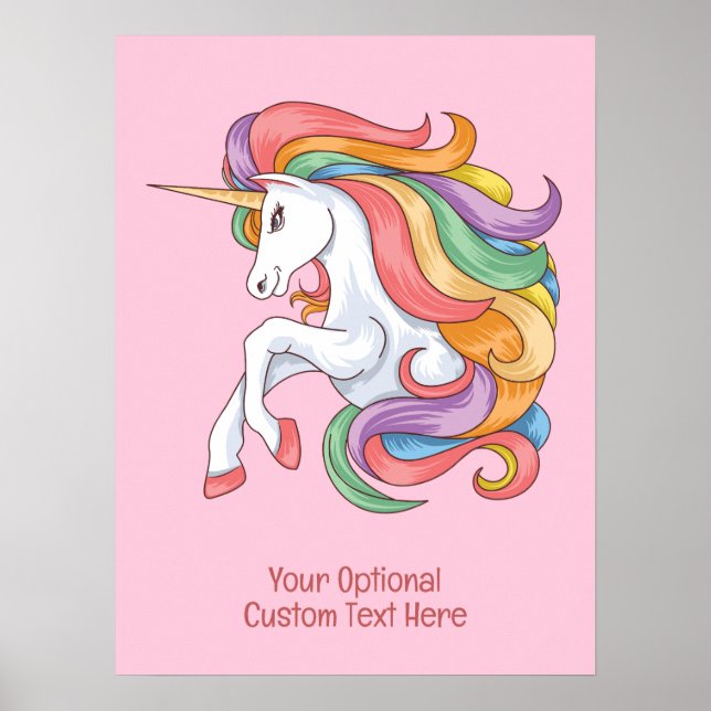 Custom Text Colourful Unicorn Poster (Front)