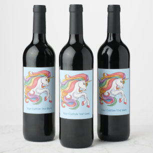 Custom Text Colourful Unicorn Wine Label
