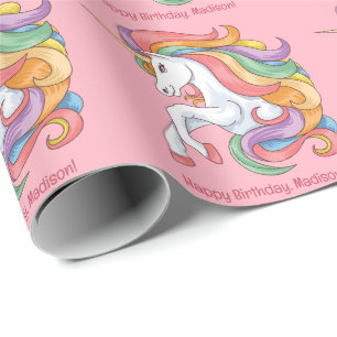 Custom Text Colourful Unicorn Wrapping Paper