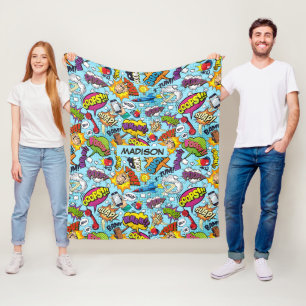 Custom Text Comics Pattern Fleece Blanket