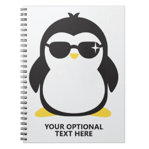 Custom text cool penguin notebook