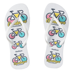 Custom Text Copenhagen Denmark Flip Flops