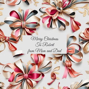 Custom text coquette ribbons bows Christmas  Wrapping Paper