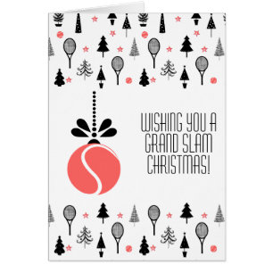 🎾🎄Custom text, coral and black Tennis bauble