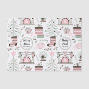 Custom Text Cosy Christmas Pattern Tissue Paper
