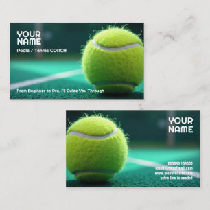🎾Custom text, Court Cred Padel or Tennis Coach Business Card