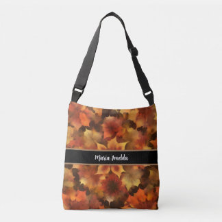 Custom Text Crossbody Bag Autumn Leaves For Her