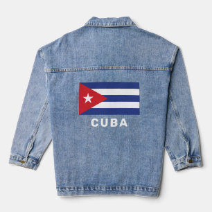Custom Text Cuba Flag Denim Jacket