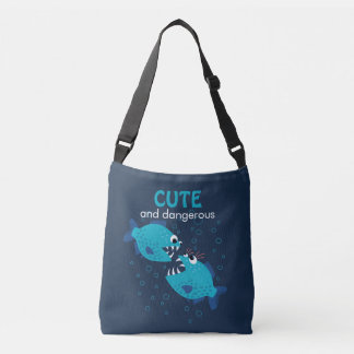 Custom Text Cute And Dangerous Piranha Fish Crossbody Bag