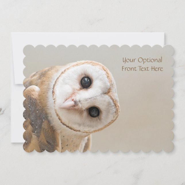 Custom Text Cute Barn Owl Card (Front)
