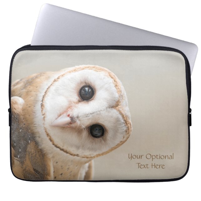 Custom Text Cute Barn Owl Laptop Sleeve (Front)
