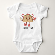 Custom Text Cute Cartoon Tacos Baby Bodysuit