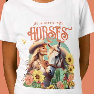 Custom Text Cute Cowgirl  T-Shirt