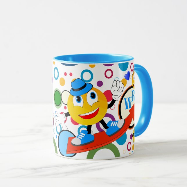 Custom Text Cute Funny Emojis Kids'  Mug (Front Right)