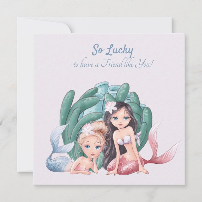 Custom text cute mermaids and Sea life BFF Card (Front)