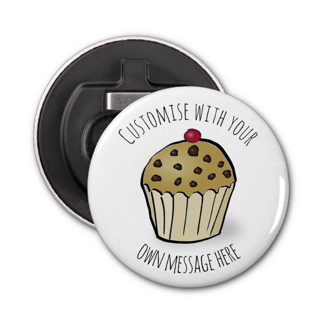 Custom Text Cute Mini Muffin Bottle Opener (Front)